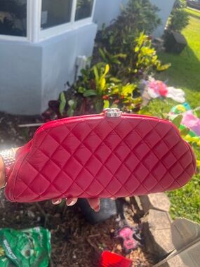 Quilted dark pink/reddish  Women's Clutch Bag
